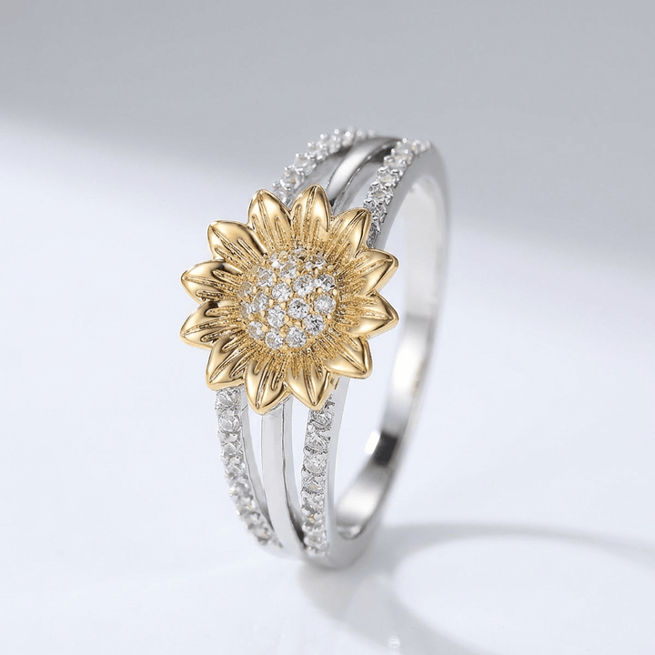 Gold &amp; Silver Ring Áine with Sunflower