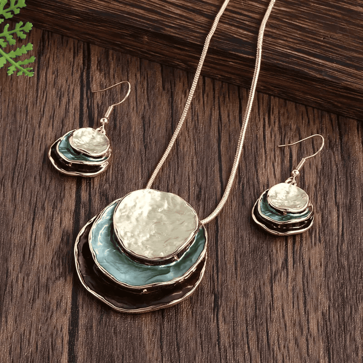 Gold Necklace Set Bríd with Blue Enamel