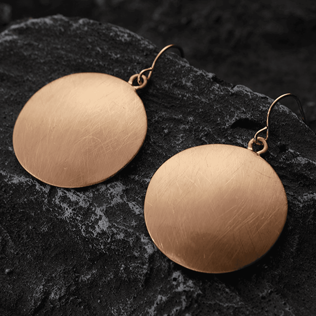 Gold Drop Earrings Westport with Vinyl Record Disc