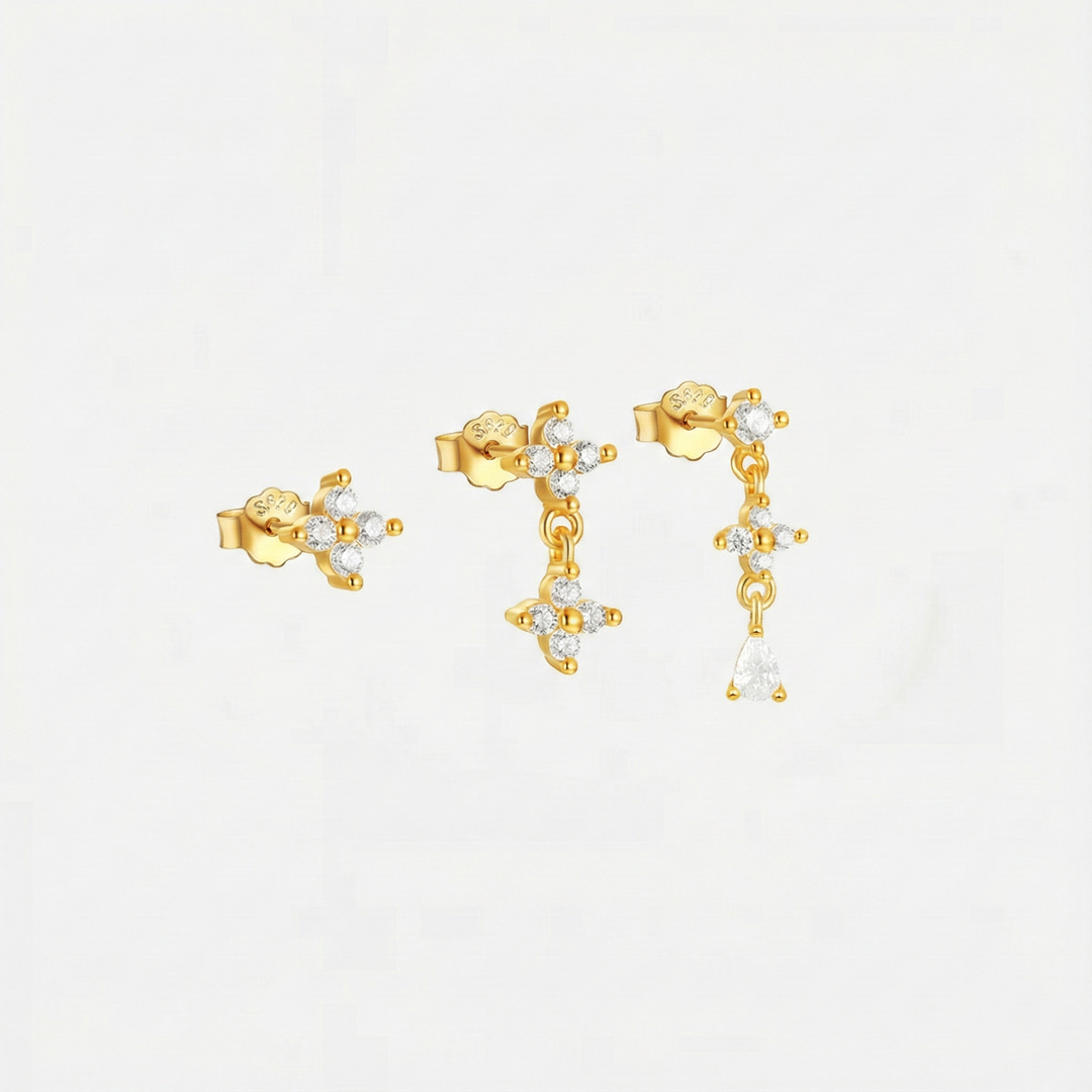 Gold Stud Earrings Sorcha with Zirconia
