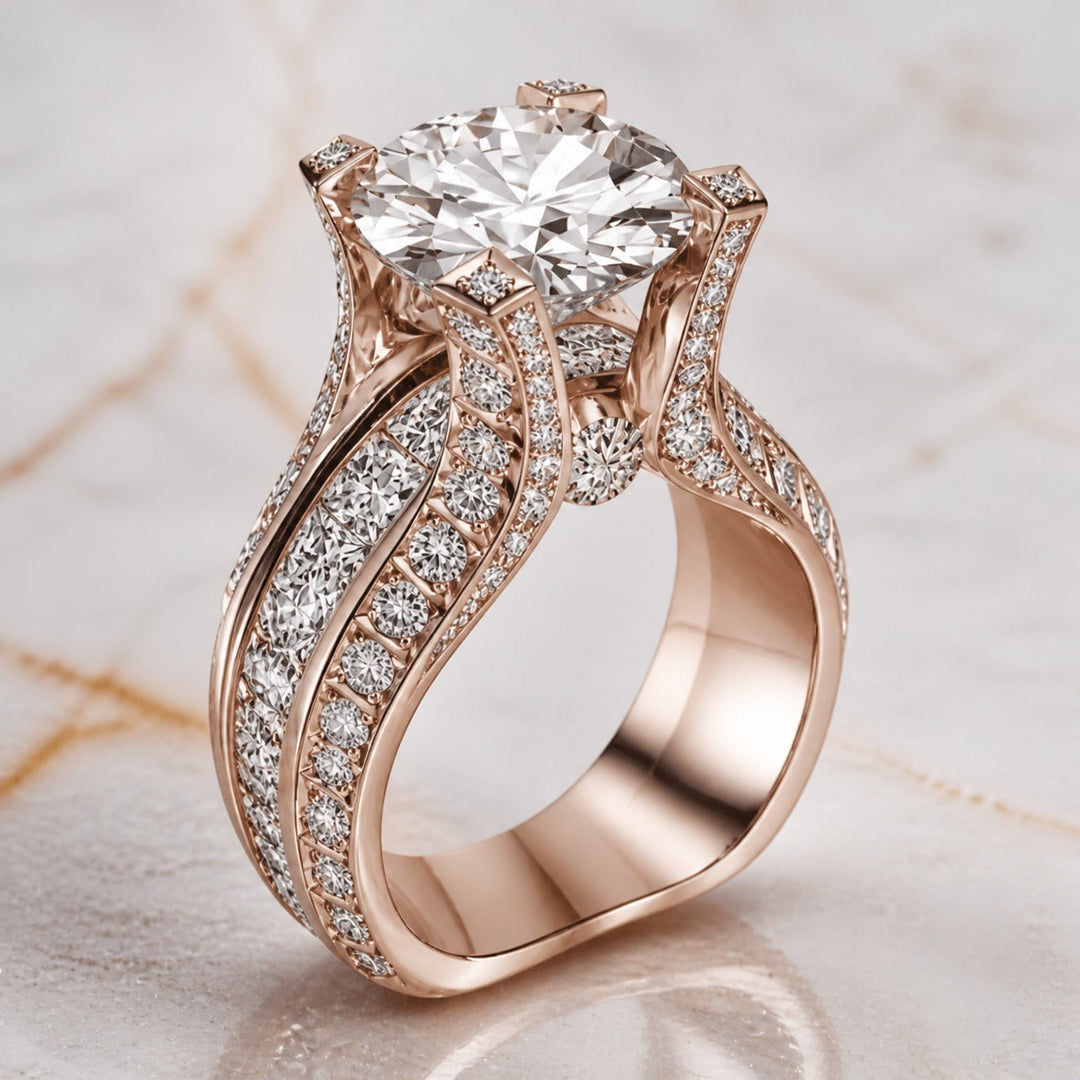 Rose Gold Ring Béibhinn with Crystal
