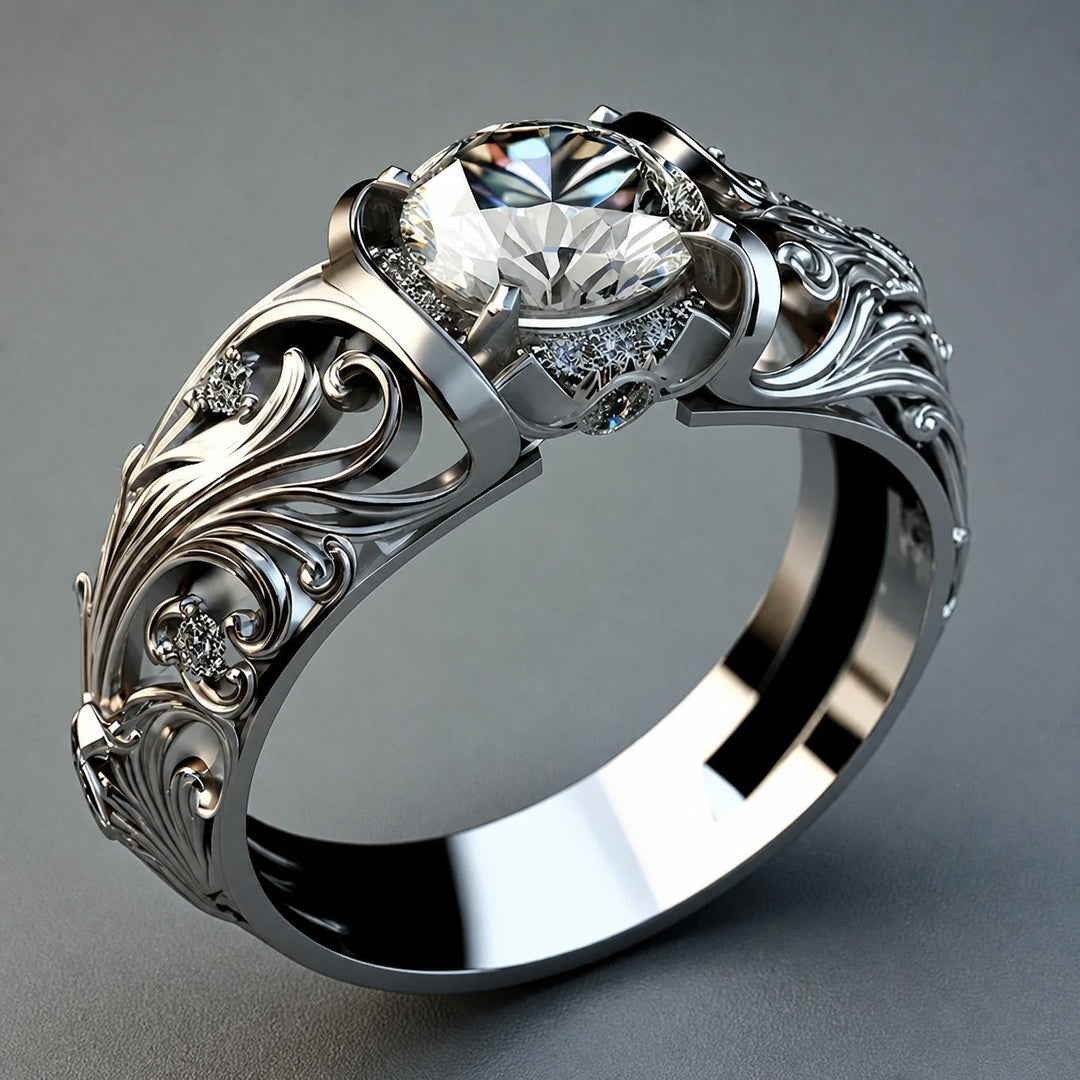 Silver Ring Aisling with Crystal and Filigree