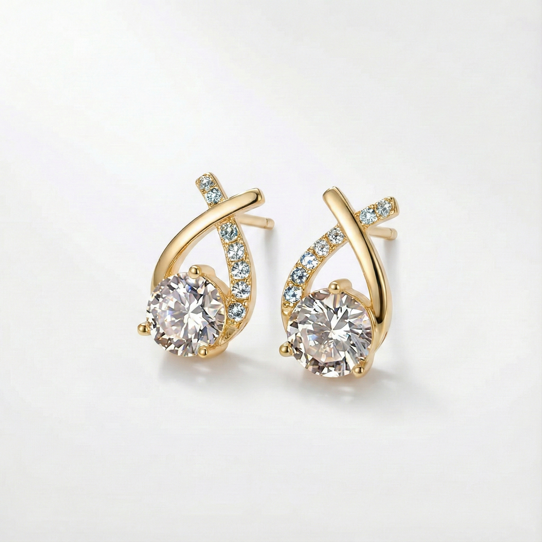 Gold Stud Earrings Sadhbh with Zirconia