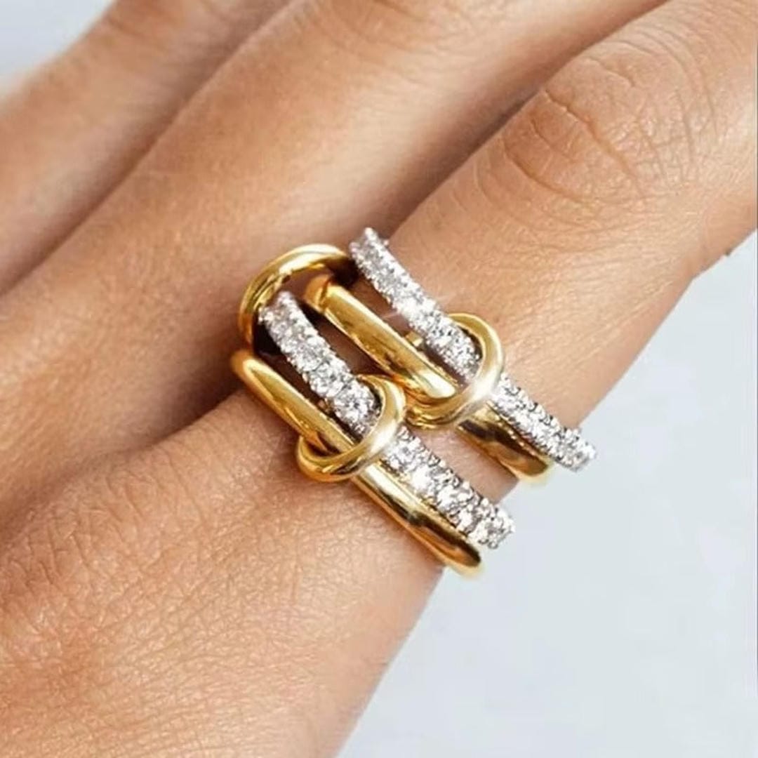 Gold &amp; Silver Ring Deirdre with Zirconia
