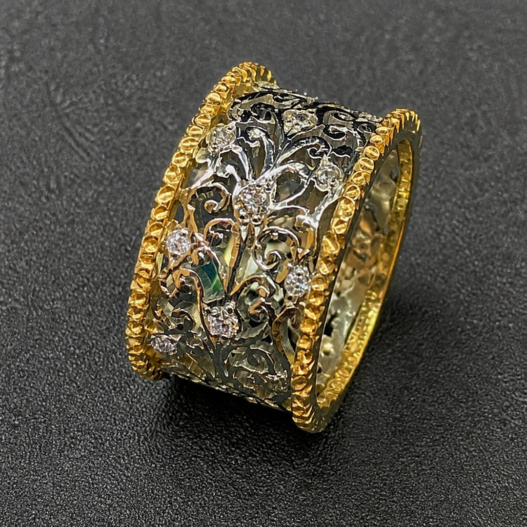 Gold &amp; Silver Ring Méabh with Zirconia