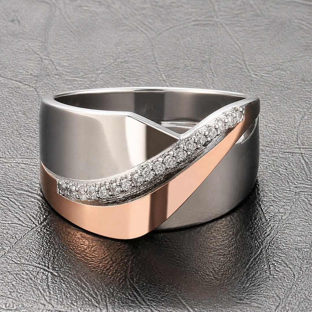 Silver &amp; Rose Gold Ring Ciara with Zirconia