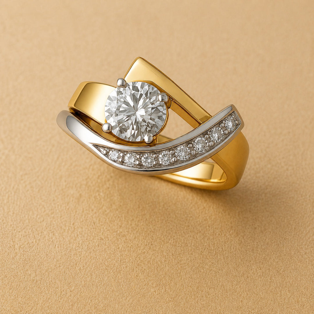 Gold &amp; Silver Ring Méabh with Crystal