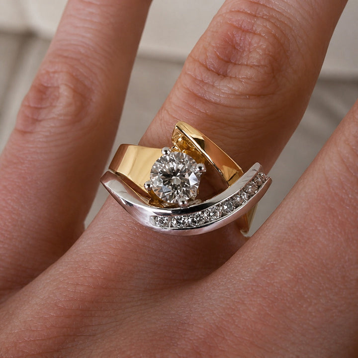 Gold &amp; Silver Ring Méabh with Crystal