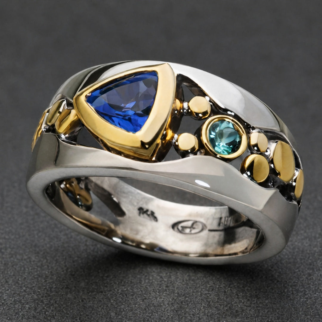 Gold &amp; Silver Ring Aisling with Sapphire