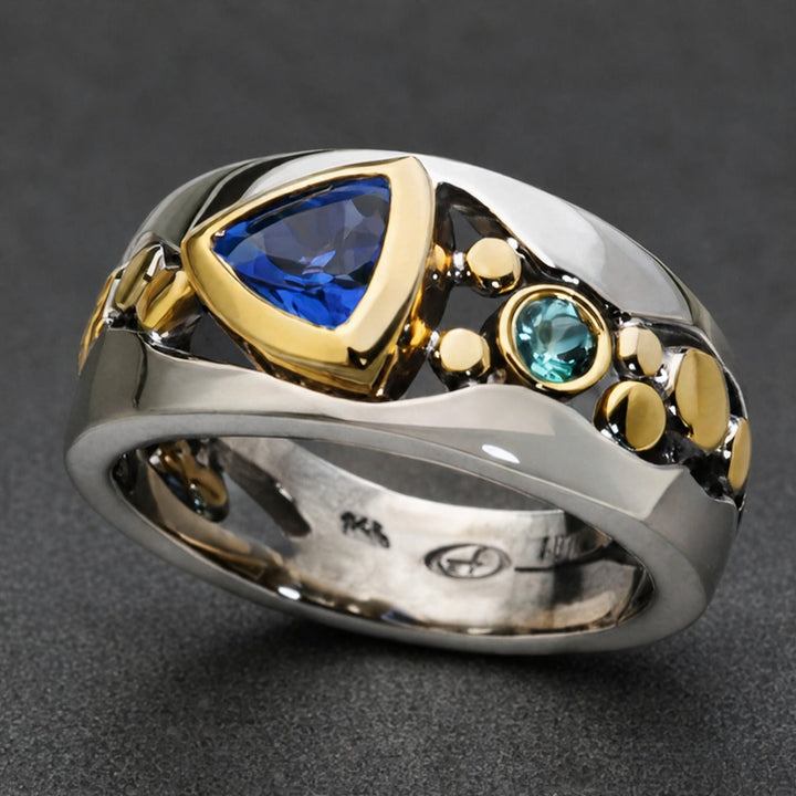 Gold &amp; Silver Ring Aisling with Sapphire