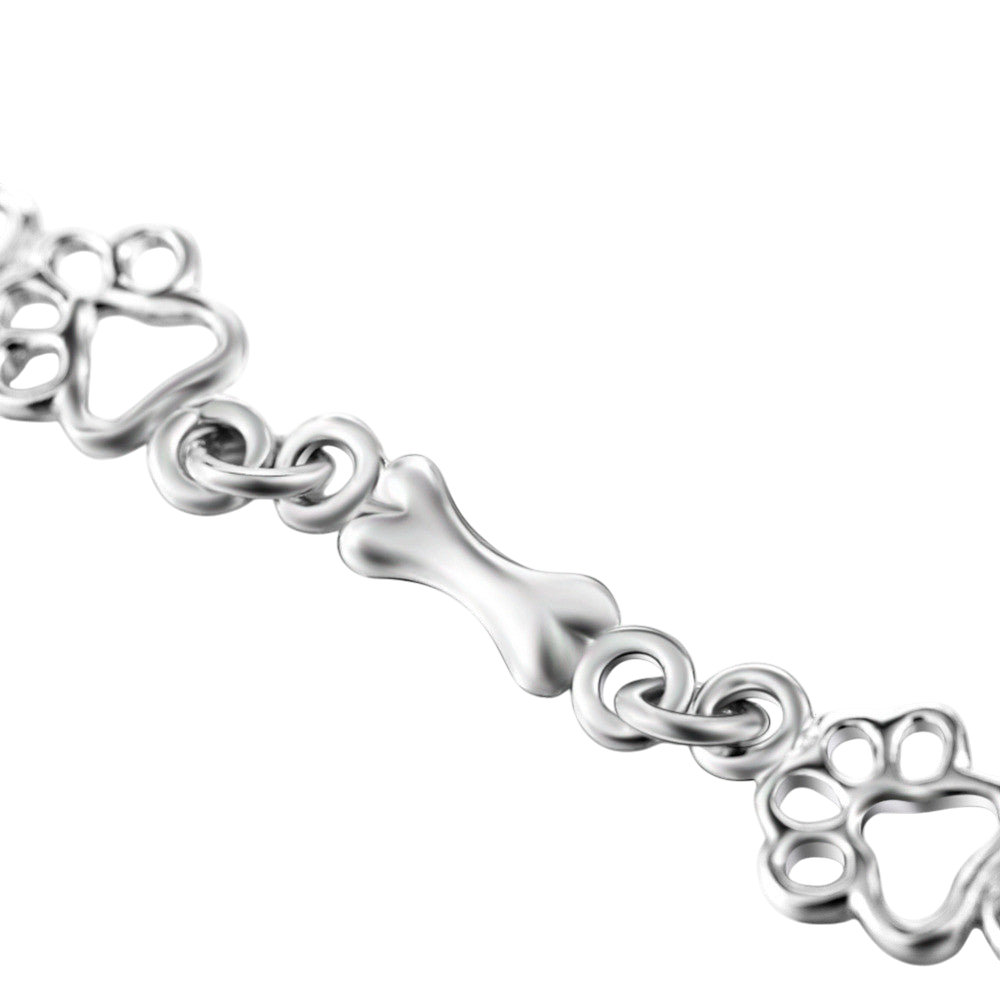Silver Bracelet Aoibh with Paw Prints and Bones