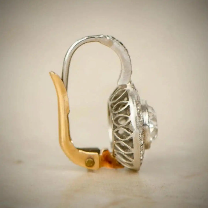 Gold &amp; Silver Drop Earrings Cong with Crystal Halo