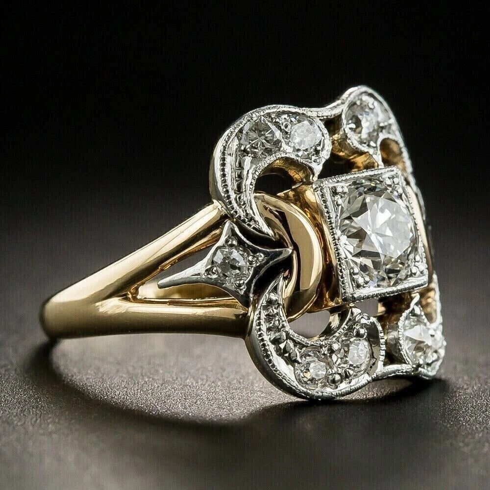 Gold-Plated Vintage Ring Sorcha with Zirconia