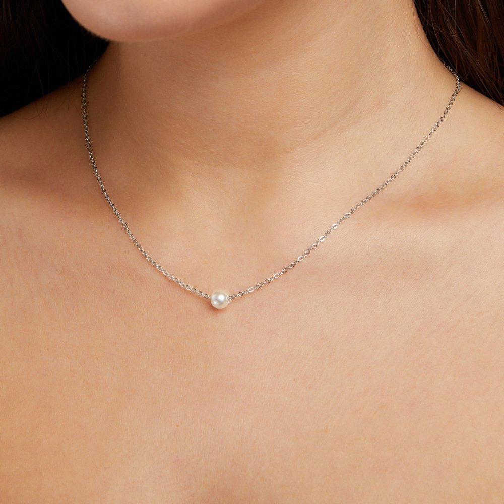 Silver Necklace Ciara with Pearl
