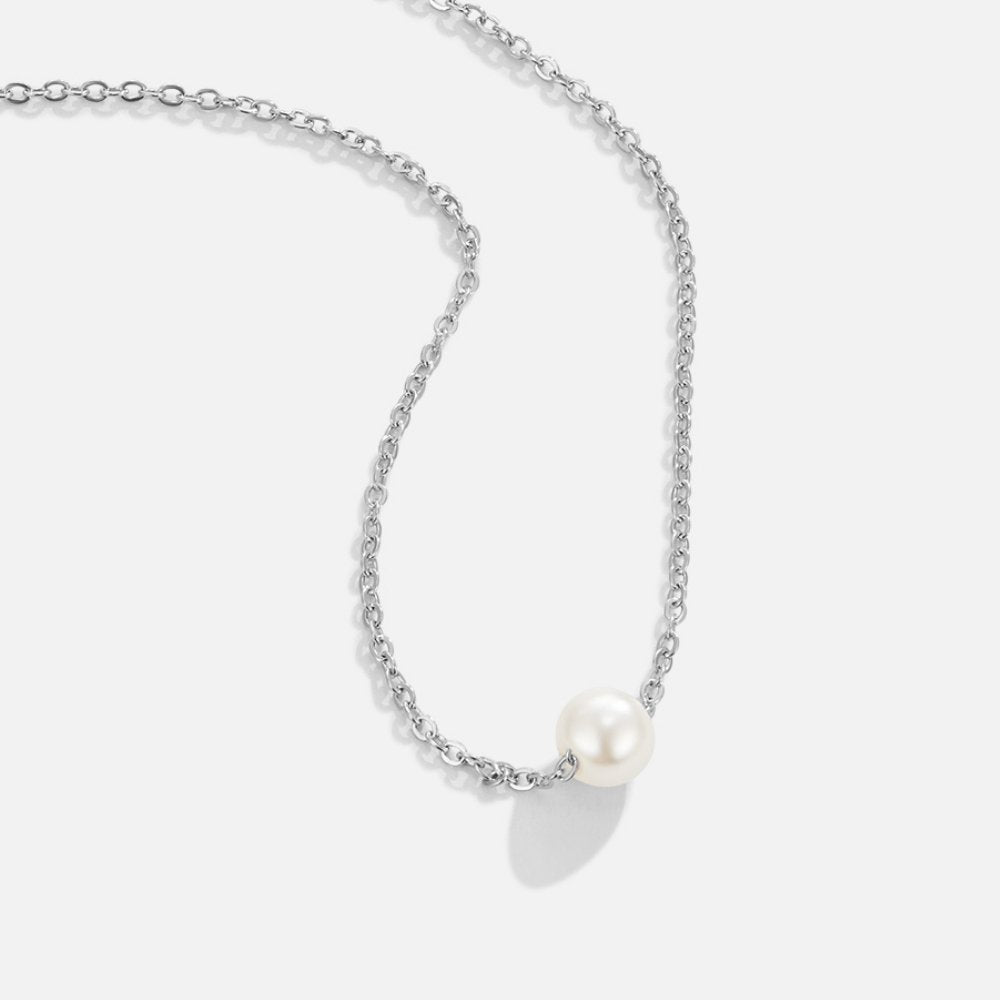 Silver Necklace Siobhán with Single Pearl