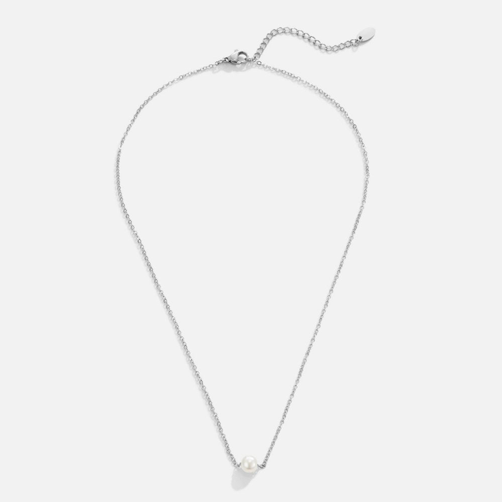 Silver Necklace Siobhán with Single Pearl