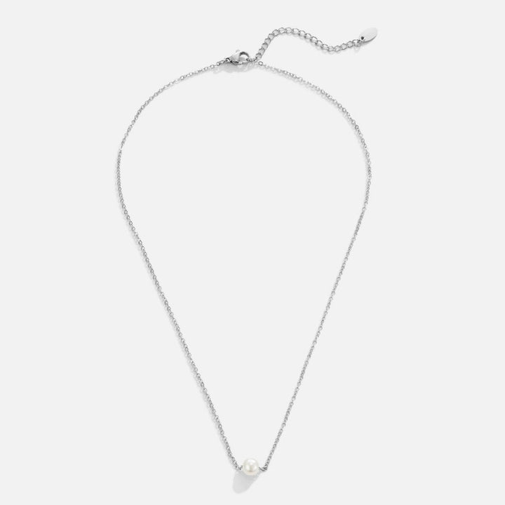 Silver Necklace Nuala with Single Pearl