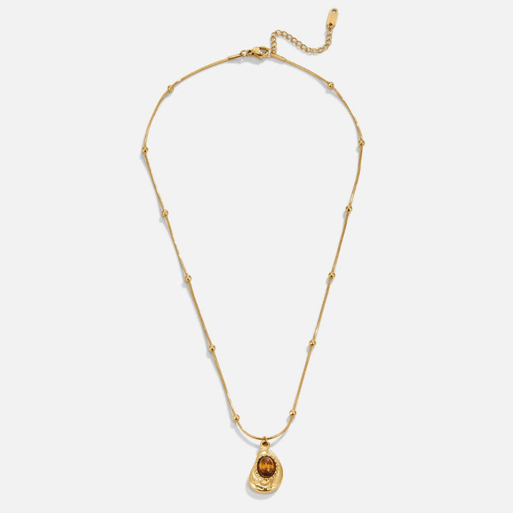 Gold Necklace Éabha with Amber Stone