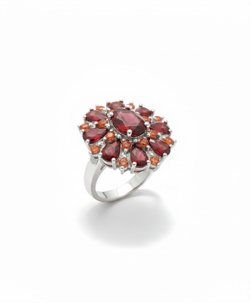Silver Ring Sinéad with Ruby and Citrine