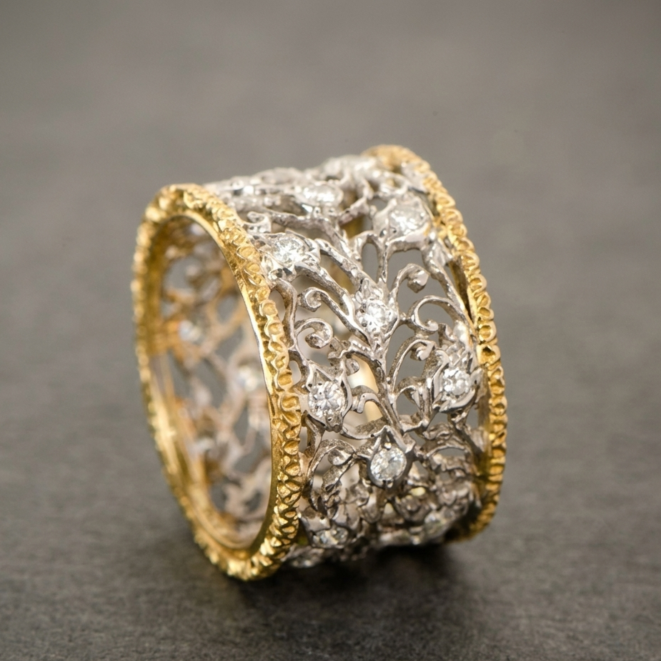 Gold &amp; Silver Ring Méabh with Zirconia