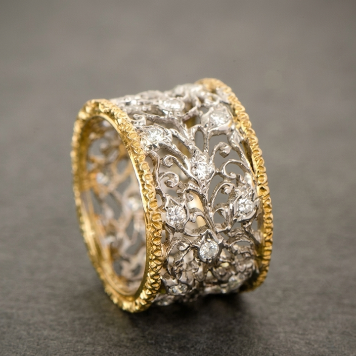 Gold &amp; Silver Ring Méabh with Zirconia